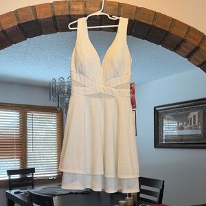 Emerald Sundae Chic Ivory Mini Dress